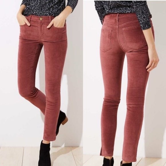 LOFT Ann Taylor Modern Velvet Slit Skinny Jeans